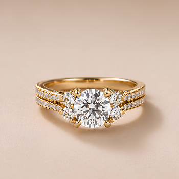 Elegant Gold-Plated Solitaire Ring with Side Stones for Women (Anti-Tarnish & Skin-Friendly)