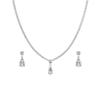 Elegant Teardrop Crystal Necklace Set with Matching Earrings