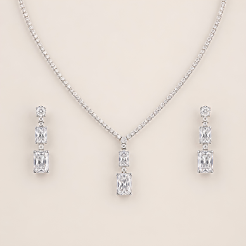 Elegant Crystal Necklace Set with Earrings