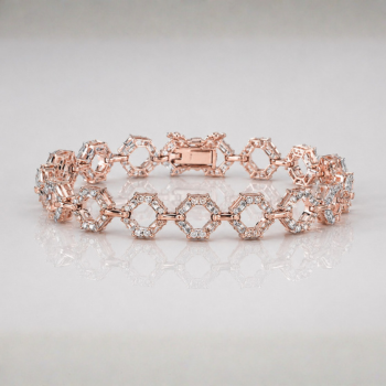 Rose Gold Floral Crystal Bracelet with Elegant Link Design