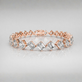 Elegant Rose Gold Geometric Crystal Bracelet with Emerald-Cut Stones