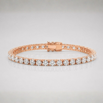 Classic Rose Gold Tennis Bracelet with Brilliant Round-Cut Crystals
