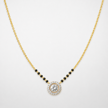 Minimal Gold-Plated Mangalsutra Necklace with Circular Zirconia Pendant