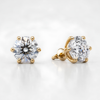 Classic Gold-Tone Solitaire Stud Earrings with Brilliant Crystal