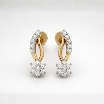 Elegant Gold-Tone Floral Drop Earrings with Sparkling Crystals
