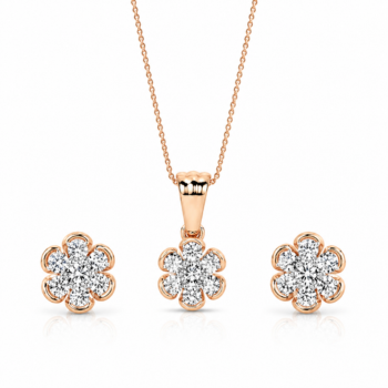 Elegant Rose Gold Floral Pendant Set for Women (Anti-Tarnish & Skin-Friendly)